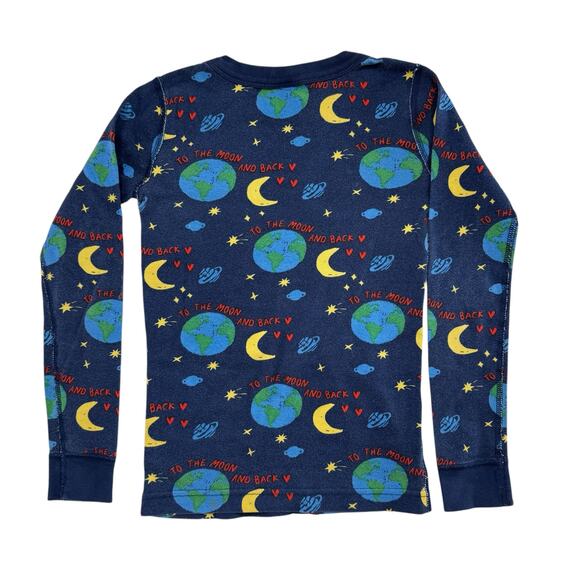 HANNA ANDERSSON Blue Space Moon and Back Long John Pajamas Size 130 8 Planets - Picture 4 of 7